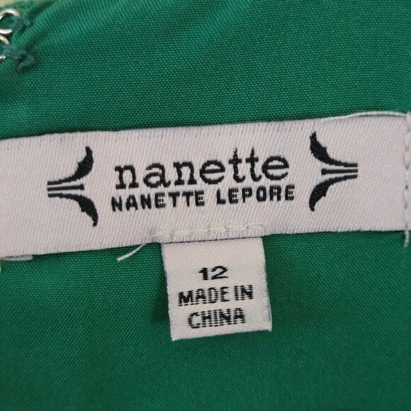 Nanette Lepore Faux Pearl Tweed Sheath Dress Kelly Green Fully Lined Size 12 - Picture 8 of 9